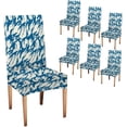 thumbnail image 1 of Dining Room Chair Covers 6 Pack Watercolor Indigo Boho Stretch Chair Slipcover Washable Kitchen Dining Chair Cover Removable Seat Protector for Dining Room, 1 of 3