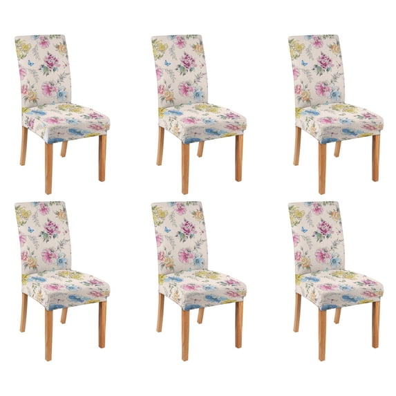 Dining Room Chair Covers 6pcs Stretch Dining Chair Cover Removable Washable Chair Seat Protector Cover for Home Party Hotel Wedding Ceremony, Universal Size (wildflowers)