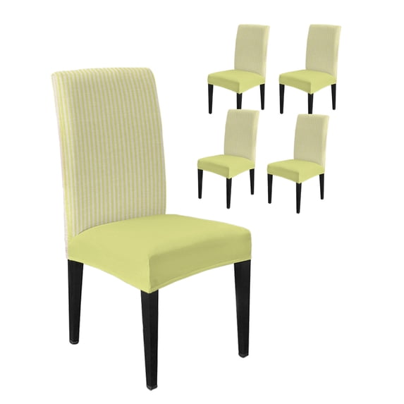 Dining Room Chair Covers Minimalism Yellow White Striped Stretch ...