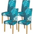 thumbnail image 1 of Dining Room Chair Covers Set of 4,Blue and Green Leaves Strectch Chair Slipcovers Washable Chair Covers Protector for Kitchen Hotel (Rainforest,4 Pack), 1 of 6
