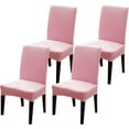 thumbnail image 1 of Dining Room Chair Covers Set of 4, Large Thick Stretch Soft Spandex Removable Washable Solid Color Chair Slipcovers Protector for Dining Room,Hotel,Ceremony (Pink, 4 Pack), 1 of 4