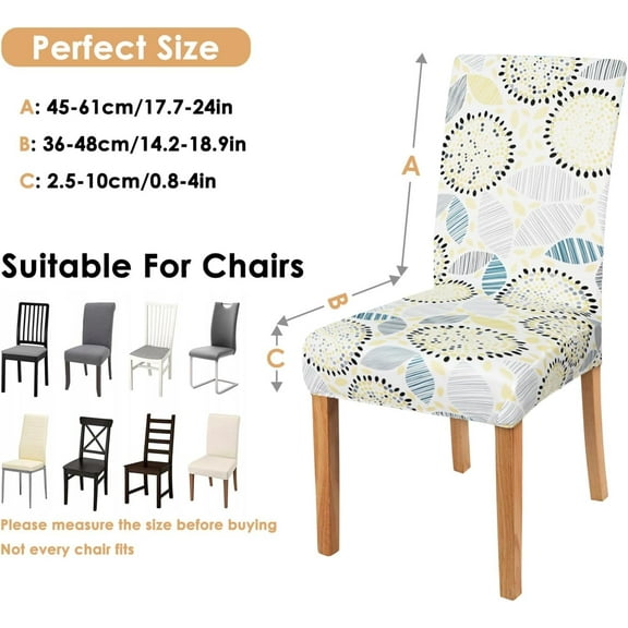 Dining Room Chair Covers Set of 4, Modern Style Abstract Leaf Dining Chair Covers, Stretchy Removable Washable Dining Chair Covers for Holiday Kitchen Restaurant Party Decor