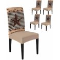 thumbnail image 1 of Dining Room Chair Covers Set of 4, Rustic Western Star Black Plaid Stretch Kitchen Chair Cover, Bless Our Home Quote Removable Washable Chair Slipcovers for Hotel,Home,Party,Banquet, 1 of 6