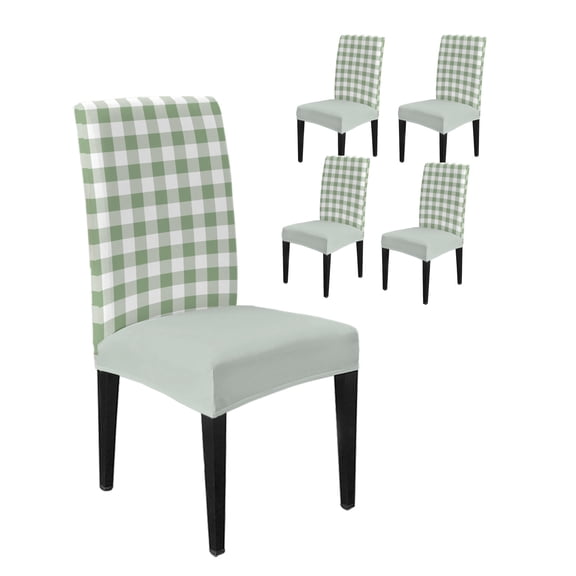 Dining Room Chair Covers Set of 4, Sage Green Buffalo Plaid Stretch Spandex Parsons Chair Slipcovers, Country Gingham Check Washable Removable Seat Cover Protector for Kitchen Party Hotel