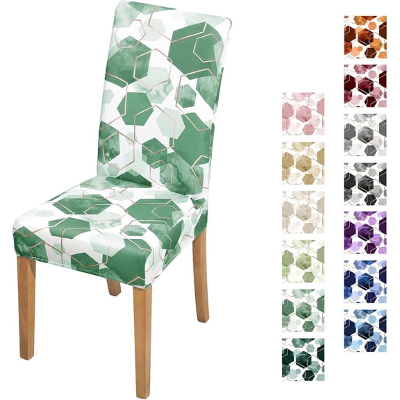 Dining Room Chair Covers Set of 4, Soft Stretch Kitchen Chair Covers Slipcover Protector, Removable Washable Geometric Parson Chair Covers 4 Pack, Dark Cyan