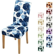 Dining Room Chair Covers Set of 4, Soft Stretch Kitchen Chair Covers Slipcover Protector, Removable Washable Geometric Parson Chair Covers 4 Pack, Navy Blue
