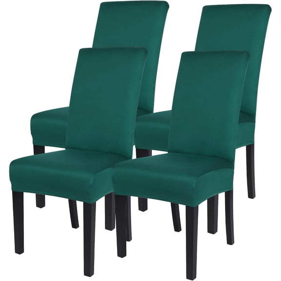 Dining Room Chair Covers Set of 4, Stretch Parsons Chair Slipcovers Removable Washable Kitchen Chair Protector Cover for Dining Room, Hotel, Ceremony (Dark Green)