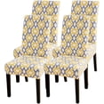 thumbnail image 1 of Dining Room Chair Covers Set of 4, Stretch Parsons Chair Slipcovers Super Fit Spandex Removable Washable Kitchen Chair Protector Cover for Dining Room, Hotel, Ceremony (Yellow Geometric), 1 of 6