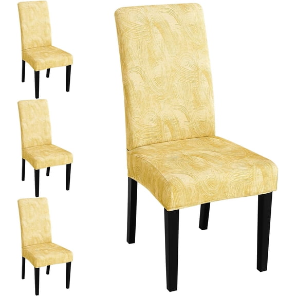 Dining Room Chair Covers Set of 4, Stretch Pattern Parsons Chair Slipcovers Spandex Removable Washable Kitchen Chair Protector Cover for Dining Room, Hotel, Ceremony (Quicksand Pattern)
