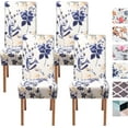thumbnail image 1 of Dining Room Chair Covers Set of 4, Stretch Printed Kitchen Chair Covers, Washable Removable Parson Chair Cover for Dining Room, Restaurant, Ceremony, Universal Size, 1 of 6