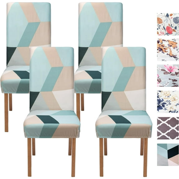 Dining Room Chair Covers Set of 4, Stretch Printed Kitchen Chair Covers, Washable Removable Parson Chair Cover for Dining Room, Restaurant, Ceremony, Universal Size