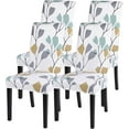 thumbnail image 1 of Dining Room Chair Covers Set of 4, Stretch Printed Kitchen Chair Slipcovers Removable Washable Parsons Chair Covers Protector for Dining Room, Hotel, Ceremony (Leaf Pattern), 1 of 6
