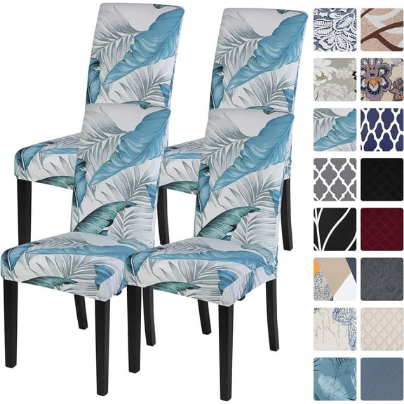 Dining Room Chair Covers Set of 4, Stretch Printed Parsons Chair Slipcovers Removable Washable Spandex Kitchen Chair Protector Cover for Dining Room, Hotel, Ceremony (Flower Pattern5)