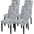 thumbnail image 1 of Dining Room Chair Covers Set of 4, Stretch Printed Parsons Chair Slipcovers Spandex Removable Washable Kitchen Chair Protector Cover for Dining Room, Hotel, Ceremony (Grey Lotus+White Texture), 1 of 6