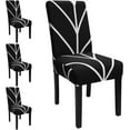 thumbnail image 1 of Dining Room Chair Covers Set of 4, Stretch Printed Parsons Chair Slipcovers Spandex Removable Washable Kitchen Chair Protector Cover for Dining Room, Hotel, Ceremony(Black), 1 of 6
