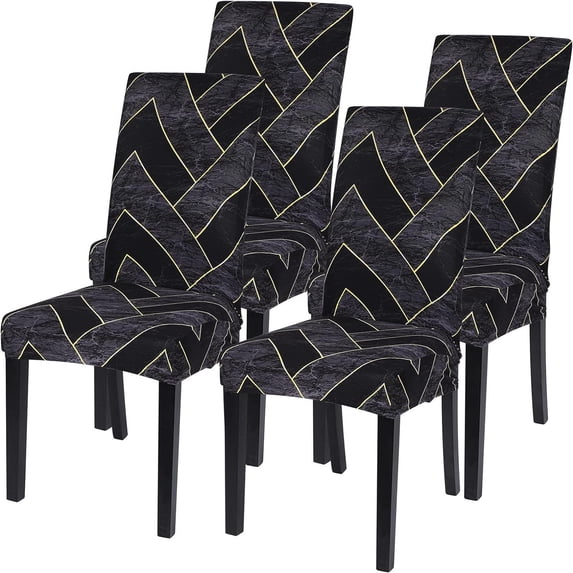 Dining Room Chair Covers Set of 4, Stretch Printed Parsons Chair Slipcovers Super Fit Removable Washable Striped Kitchen Chair Protector Cover for Dining Room, Hotel, Ceremony