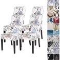 thumbnail image 1 of Dining Room Chair Covers Set of 4, Stretch Removable Washable Spandex Dining Chair Slipcovers Protectors, Kitchen Chair Covers for Dining Room Party Hotel Ceremony Banquet(White Flower), 1 of 6