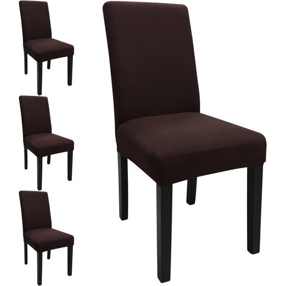 Dining Room Chair Covers Set of 4, Stretch Solid Color Parsons Chair Slipcovers Spandex Removable Washable Kitchen Chair Protector Cover for Dining Room, Hotel, Ceremony(Coffee)