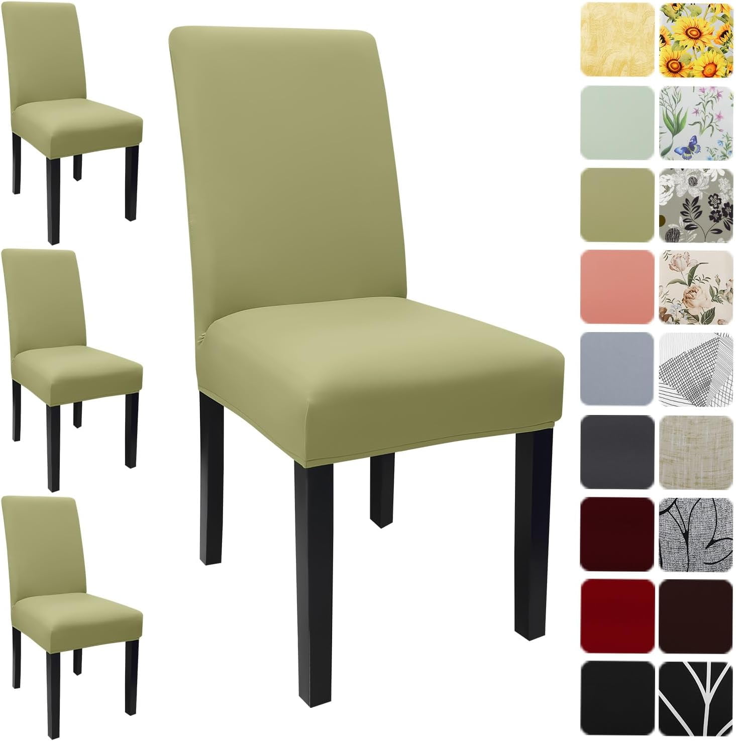 Dining Room Chair Covers Set of 4, Stretch Solid Color Parsons Chair