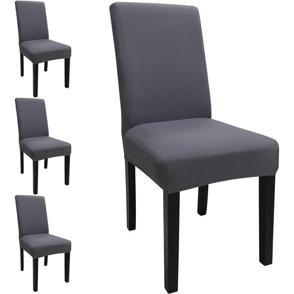 Dining Room Chair Covers Set of 4, Stretch Solid Color Parsons Chair Slipcovers Spandex Removable Washable Kitchen Chair Protector Cover for Dining Room, Hotel, Ceremony(Grey)