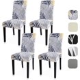 thumbnail image 1 of Dining Room Chair Covers Set of 4, Stretch Spandex Kitchen Chair Covers, Removable Parsons Chair Protectors for Home Decorations, Hotel, Estaurant, Leaf White, 1 of 6