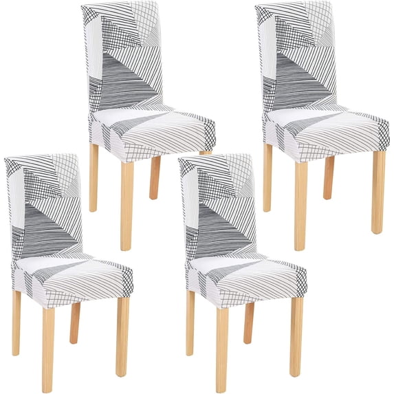 Dining Room Chair Covers Set of 4, Stretch Spandex Kitchen Chair Covers Removable Washable Parsons Chair Slipcovers Protectors Covers for Dining Room, Party (4Pcs,PlaidB)