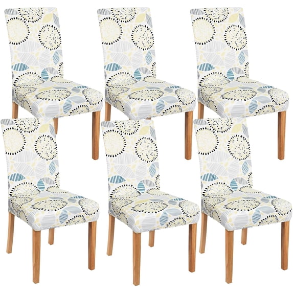 Dining Room Chair Covers Set of 6, Modern Style Abstract Leaf Dining Chair Covers, Stretchy Removable Washable Dining Chair Covers for Holiday Kitchen Restaurant Party Decor