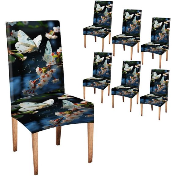 Dining Room Chair Covers Set of 6, Nature Stretch Parsons Chair Slipcovers 6 Universal Removable Washable Chair Seat Covers Protector for Dining Room Kitchen Hotel