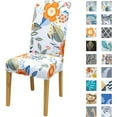 thumbnail image 1 of Dining Room Chair Covers Set of 6,Orange Flowers and Leaves Chair Slipcovers Polyester Washable Chair Covers Protector for Hotel Living Room Kitchen (Enjoy Life,6 Pack), 1 of 6