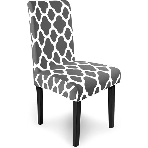 Dining Room Chair Covers Set of 6, Parsons Stretch Dining Chair Slipcovers Removable Washable Spandex Furniture Seat Protector for Kitchen Hotel Table Banquet (Pack of 6, 01-Gray)