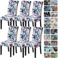 thumbnail image 1 of Dining Room Chair Covers Set of 6,Printed Pattern Parsons Chair Slipcovers Removable Washable Kitchen Seat Dining Chairs Protector Cover for Home or Party, 1 of 6