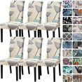thumbnail image 1 of Dining Room Chair Covers Set of 6,Printed Pattern Parsons Chair Slipcovers Removable Washable Kitchen Seat Dining Chairs Protector Cover for Home or Party, 1 of 6