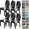 thumbnail image 1 of Dining Room Chair Covers Set of 6,Printed Pattern Parsons Chair Slipcovers Removable Washable Kitchen Seat Dining Chairs Protector Cover for Home or Party, 1 of 6
