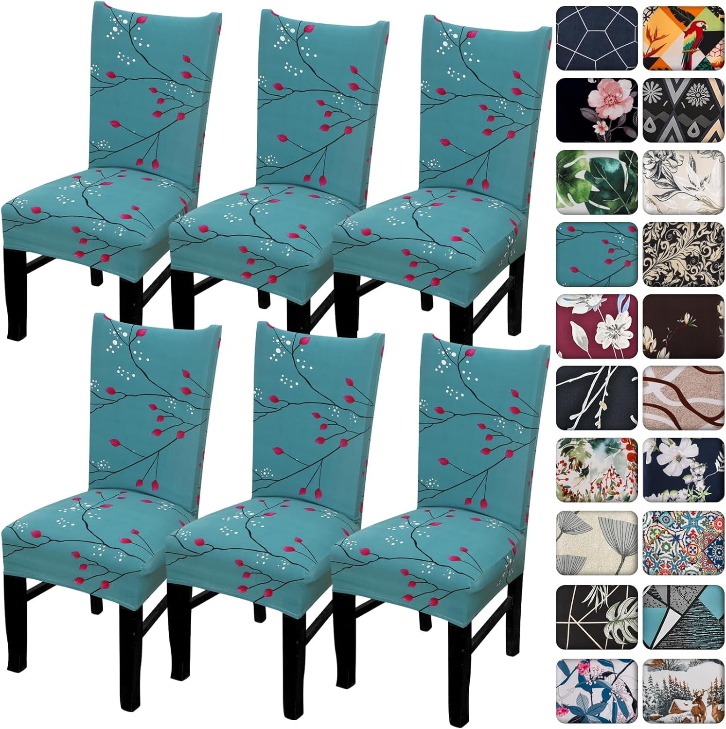 Dining Room Chair Covers Set of 6,Printed Pattern Parsons Chair ...