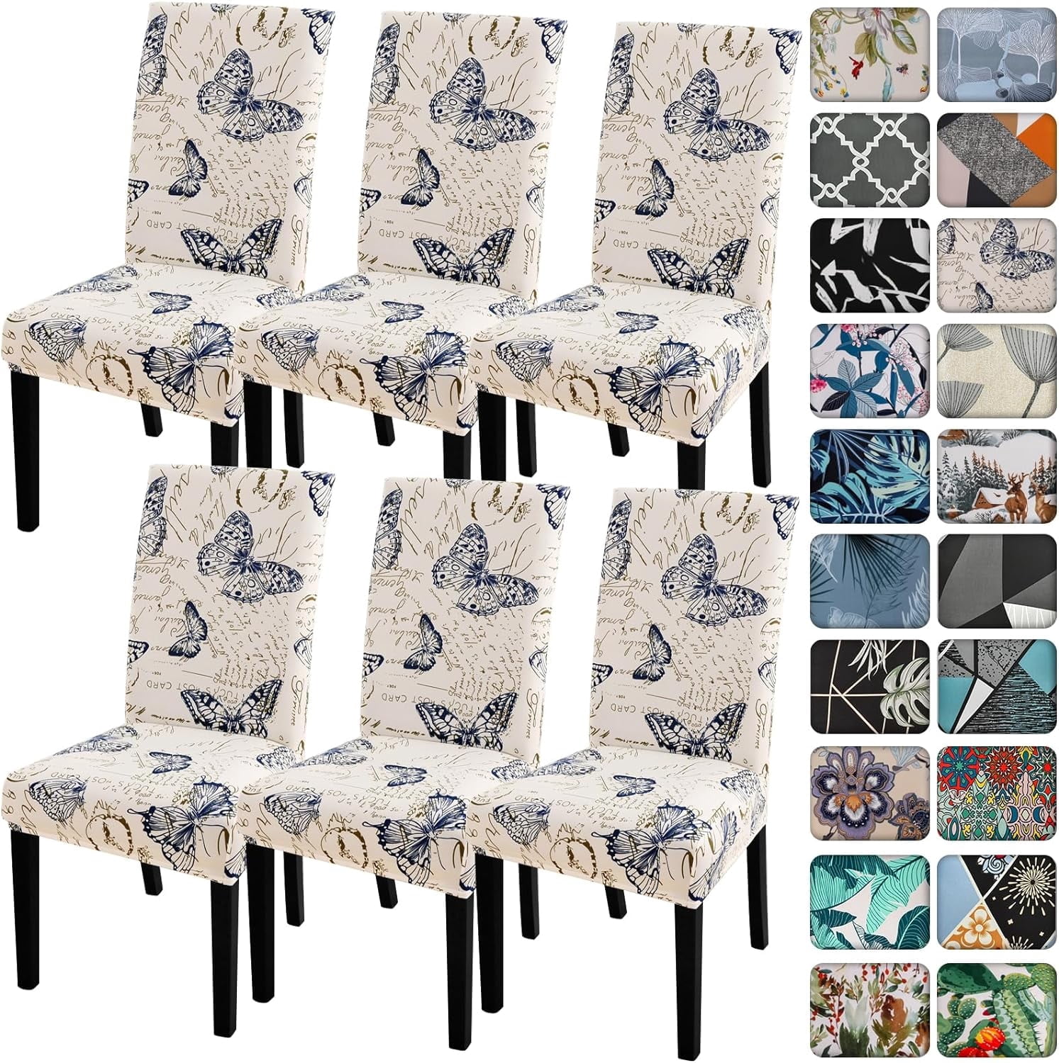 Dining Room Chair Covers Set of 6,Printed Pattern Parsons Chair ...