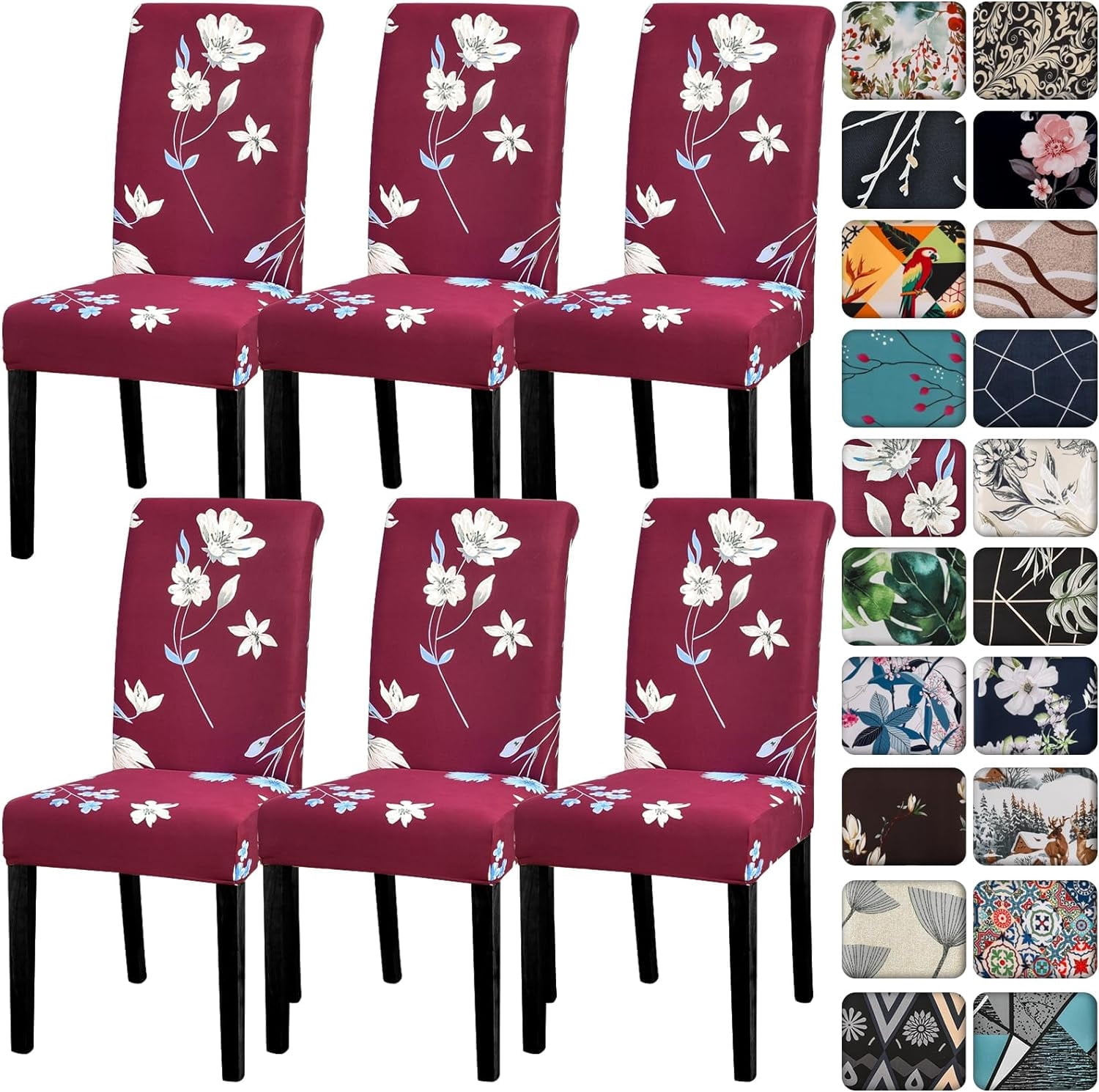 Dining Room Chair Covers Set of 6,Printed Pattern Parsons Chair ...