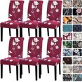 thumbnail image 1 of Dining Room Chair Covers Set of 6,Printed Pattern Parsons Chair Slipcovers Removable Washable Kitchen Seat Dining Chairs Protector Cover for Home or Party, 1 of 6