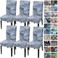 thumbnail image 1 of Dining Room Chair Covers Set of 6,Printed Pattern Parsons Chair Slipcovers Removable Washable Kitchen Seat Dining Chairs Protector Cover for Home or Party, 1 of 6
