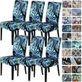 thumbnail image 1 of Dining Room Chair Covers Set of 6,Printed Pattern Parsons Chair Slipcovers Removable Washable Kitchen Seat Dining Chairs Protector Cover for Home or Party, 1 of 4