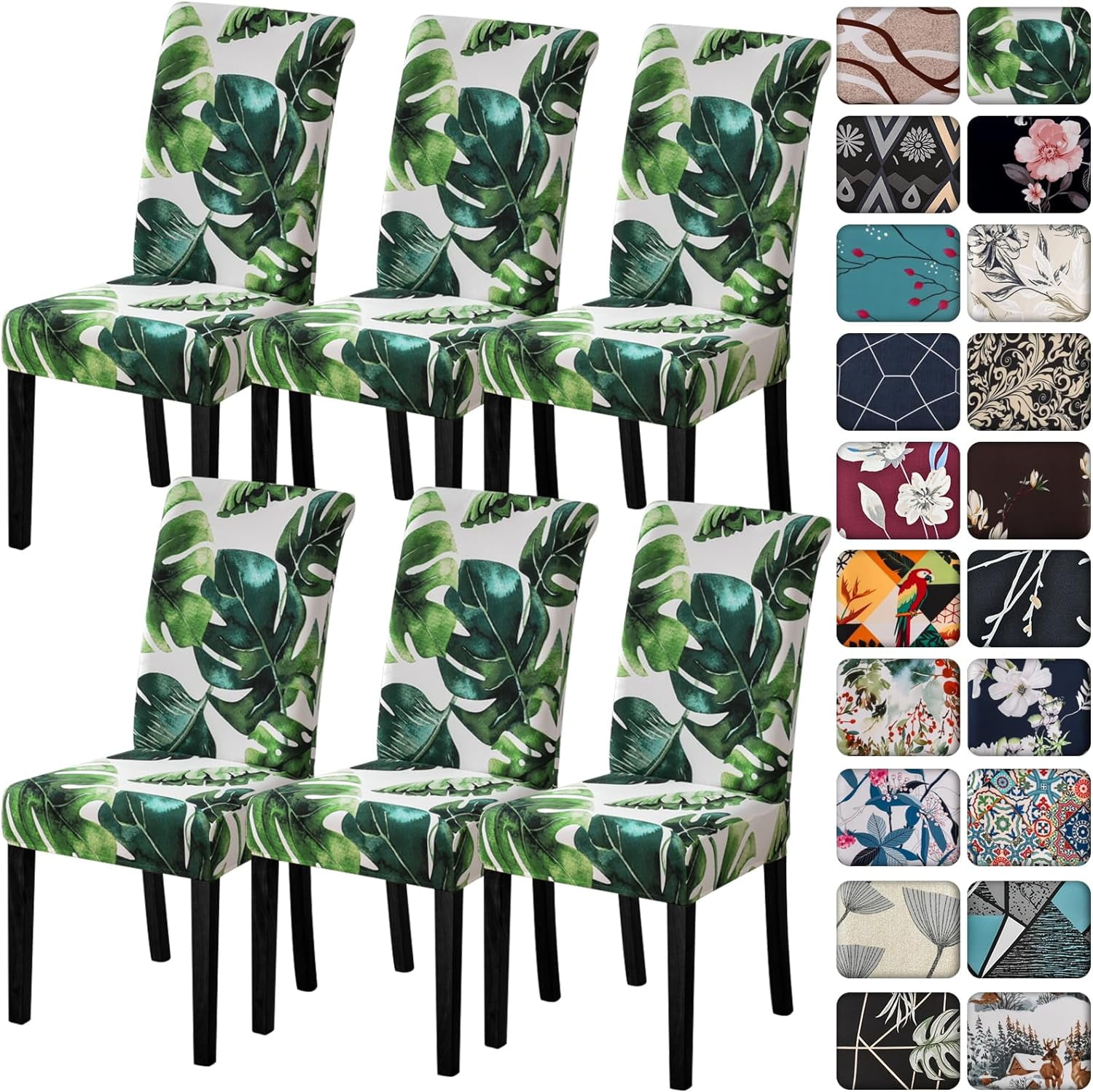 Dining Room Chair Covers Set of 6,Printed Pattern Parsons Chair ...