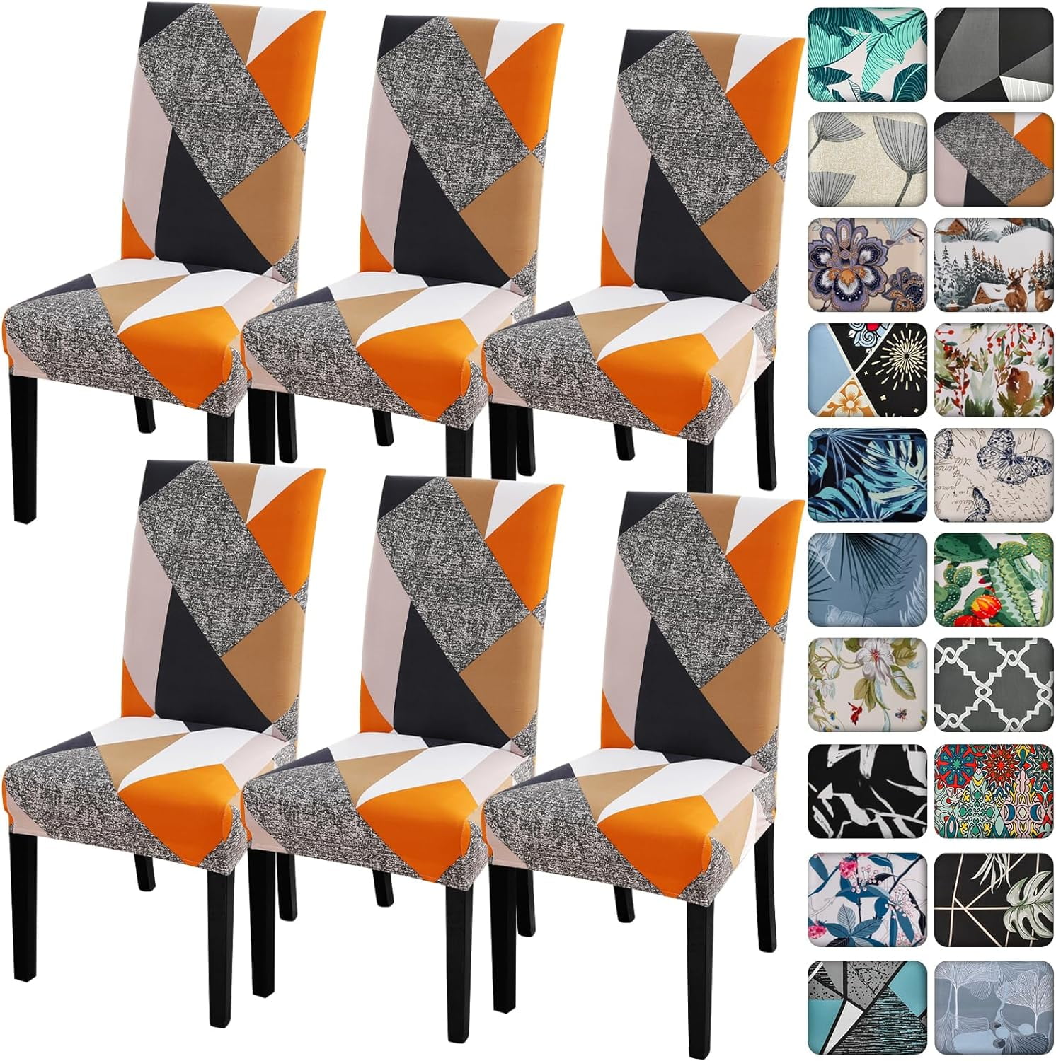 Dining Room Chair Covers Set of 6,Printed Pattern Parsons Chair