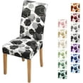 thumbnail image 1 of Dining Room Chair Covers Set of 6, Soft Stretch Kitchen Chair Covers Slipcover Protector, Removable Washable Geometric Parson Chair Covers 6 Pack, Black, 1 of 6
