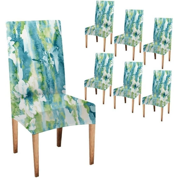 Dining Room Chair Covers Set of 6 Stretch Chair Slipcovers Protector Washable Kitchen Chair Cover for Dining Room Decor Holiday Party(Geometric Watercolor Abstract)