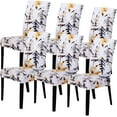 thumbnail image 1 of Dining Room Chair Covers Set of 6, Stretch Parsons Chair Slipcovers Removable Washable Spandex Printed Chair Seat Protector Cover for Hotel, Office, Ceremony, Banquet, Wedding Party (Leaves Pattern), 1 of 6