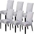 thumbnail image 1 of Dining Room Chair Covers Set of 6, Stretch Parsons Chair Slipcovers Removable Washable Spandex Printed Chair Seat Protector Cover for Hotel, Office, Ceremony, Banquet, Wedding Party (Leaves Grey), 1 of 6