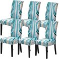 thumbnail image 1 of Dining Room Chair Covers Set of 6, Stretch Parsons Chair Slipcovers Removable Washable Spandex Printed Chair Seat Protector Cover for Hotel, Office, Ceremony, Banquet, Wedding Party (Striped Blue), 1 of 6