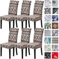 thumbnail image 1 of Dining Room Chair Covers Set of 6, Stretch Parsons Chair Slipcovers Removable Washable Spandex Printed Chair Seat Protector Cover for Hotel, Office, Ceremony, Banquet, Wedding Party (Boho), 1 of 6