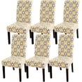 thumbnail image 1 of Dining Room Chair Covers Set of 6, Stretch Parsons Chair Slipcovers Super Fit Spandex Removable Washable Kitchen Chair Protector Cover for Dining Room, Hotel, Ceremony (Yellow Geometric), 1 of 6