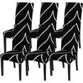 thumbnail image 1 of Dining Room Chair Covers Set of 6, Stretch Parsons Chair Slipcovers Super Fit Spandex Removable Washable Kitchen Chair Protector Cover for Dining Room, Hotel, Ceremony (Black), 1 of 6