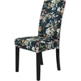thumbnail image 1 of Dining Room Chair Covers Set of 6, Stretch Parsons Chair Slipcovers Universal Removable Washable Chair Seat Covers Protector for Dining Room, Kitchen, Hotel and Party, Floral, Black, 1 of 6